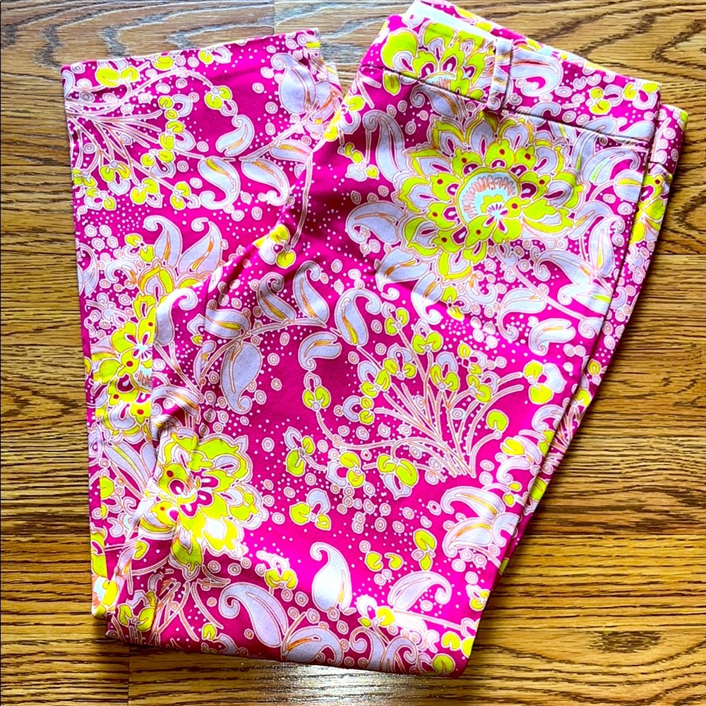 Bergdorf Goodman Douglas Hannant Multi-Color Floral Ankle Length Pants Size 8